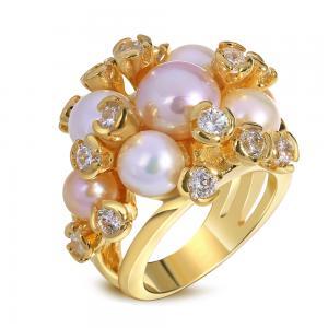 Gold Plated Freshwater Pearl Ring With Aaa Clear..