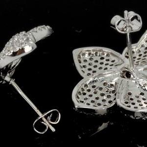 Flower Earrings Lead Platium Plated With Of Cubic..