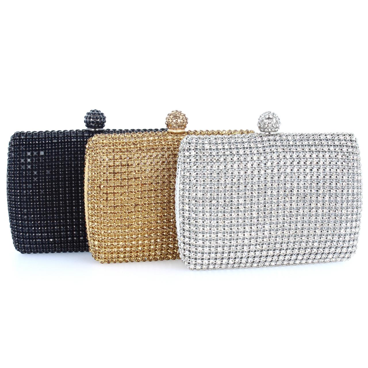 Luxury Full Crystal Evening Bags Bling Bling Classic Rhinestone Day Clutches For Lady 3 Colors 120 Cm With Chain