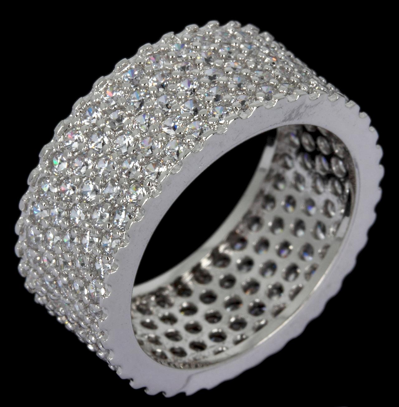 Aaa Quality White Cubic Zirconia Ring, Adjustable Circle