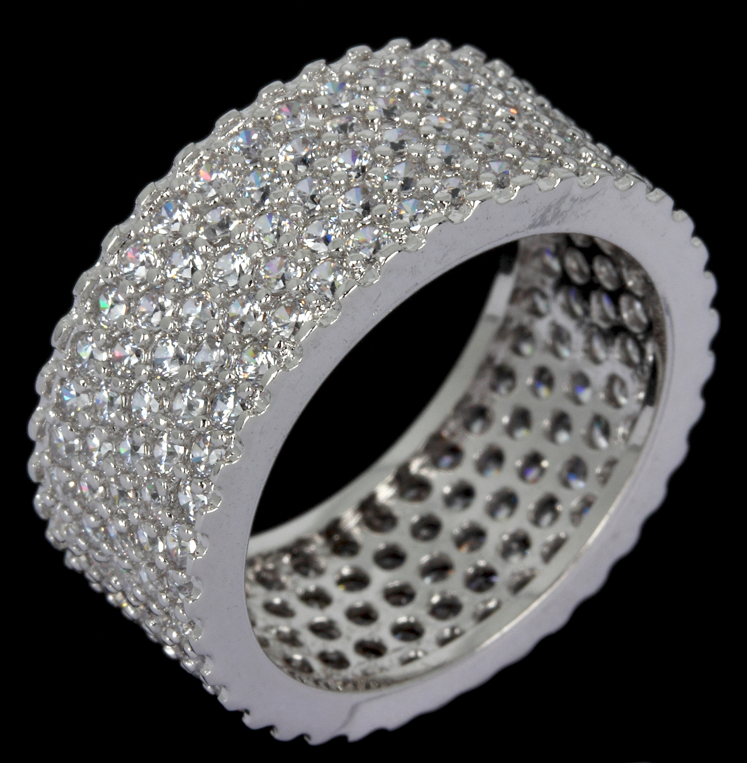 Aaa Quality White Cubic Zirconia Ring, Adjustable Circle Moving Ring